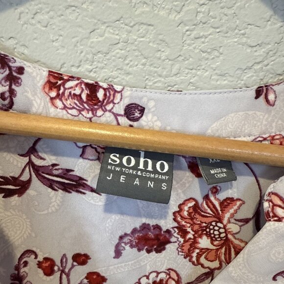 Soho New York & Company Jeans Blouse Sleeveless Purple Floral Summer Womens XXL - Picture 5 of 11